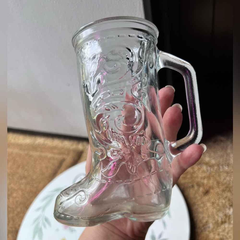 Anchor Hocking Glass Cowboy Boot Mug.